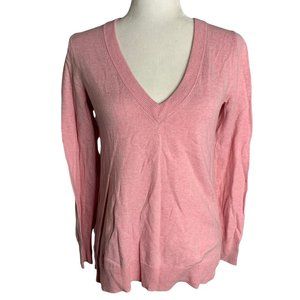 J Crew Mercantile Pullover Sweater XS Pink Long Sleeve Knit V Neck
